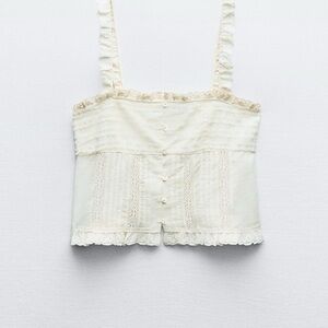 NWT Zara embroidered ruffle top, size small